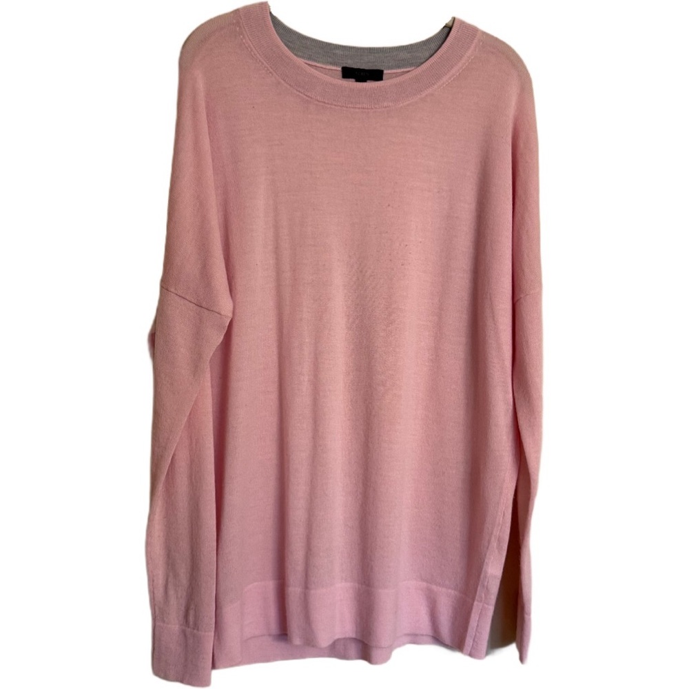 J.CREW Size S Pink 100% Merino Wool 3/4 Sleeve Lightweight Sweater Preppy Casual